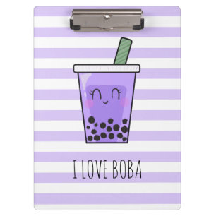 Pranchetas Kawaii Bubble Tea I Love Boba Taro Ube Puro