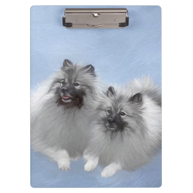 Pranchetas Keeshond Pair de Kees pintando Arte Animal Origina (Frente)