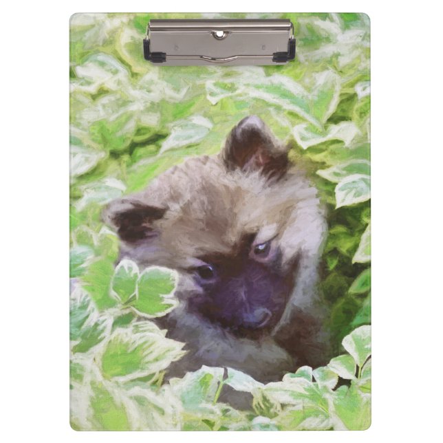 Pranchetas Keeshond Puppy na Pintura Original (Frente)