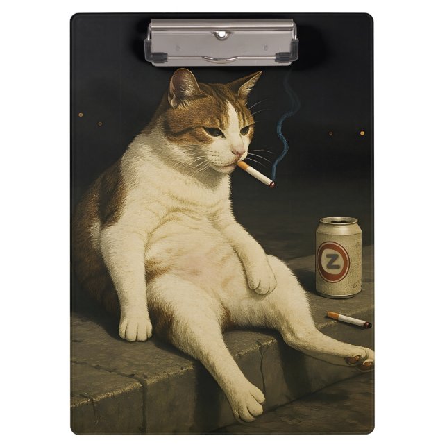 Pranchetas Kitten com Cigarro Meme Divertido de Gato Fumando  (Frente)