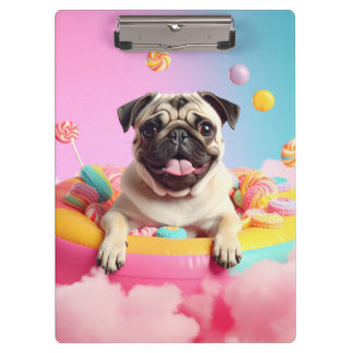 Pranchetas Klemmbrett – Süßer glücklicher Mops 