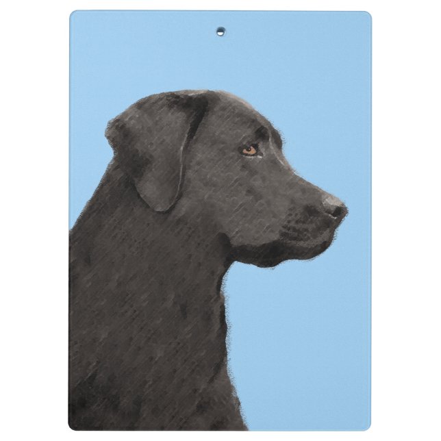 Pranchetas Labrador Retriever Black Painting Original Dog Art (Verso)