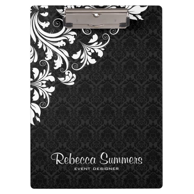 Pranchetas Lace Branco Elegante E Damascos Pretos (Frente)
