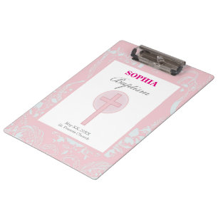 Pranchetas Lace Girl Baptism Rosa