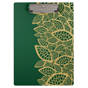 Pranchetas Laço dourado da folha no fundo verde