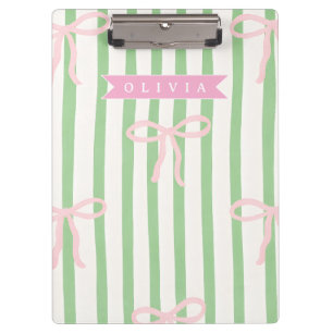 Pranchetas Laço Verde Listrado Coquete Feminino Personalizado