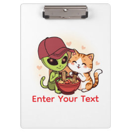 Pranchetas Lamen Cawaii de Gato Alien Adorável Arte