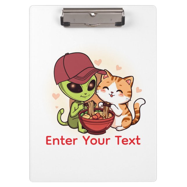Pranchetas Lamen Cawaii de Gato Alien Adorável Arte (Frente)