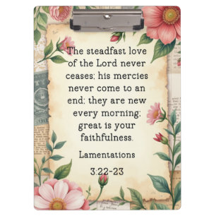 Pranchetas Lamentações 3:22–23 Design Floral Vintage 
