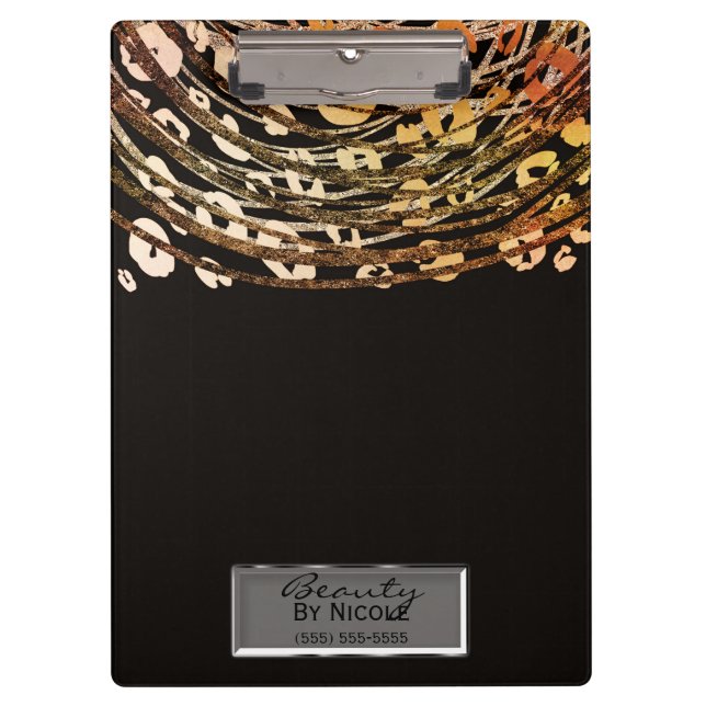 Pranchetas Laranja Bronze Guepardo Leopardo Glam Personalizad (Frente)