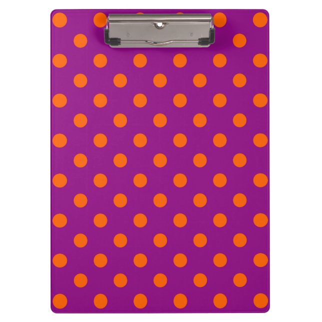 Pranchetas Laranja No Design De Padrão De Bolinhas Roxo (Frente)