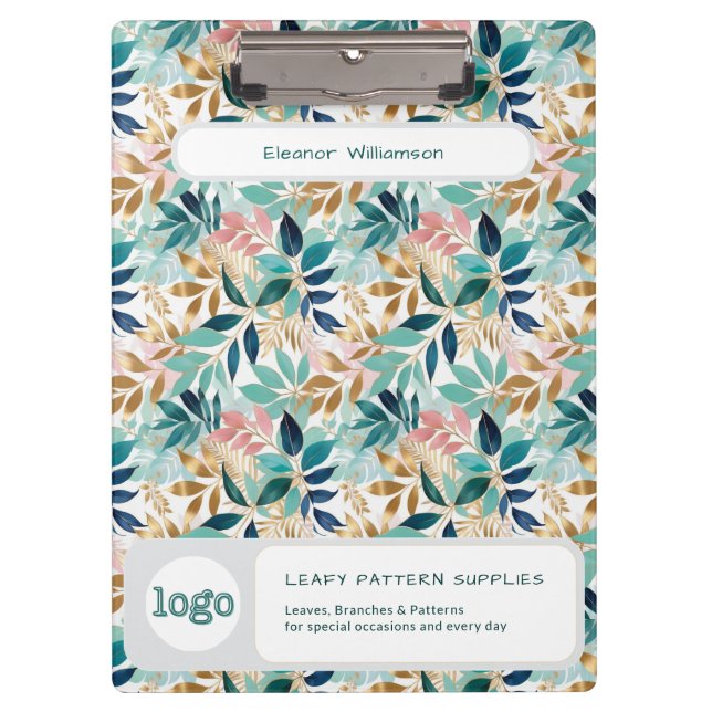 Pranchetas Leaf Pattern Small Business Name Logo (Frente)