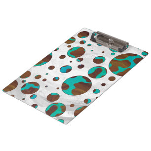 Pranchetas Leopard Brown e Teal PrintPolka Dots