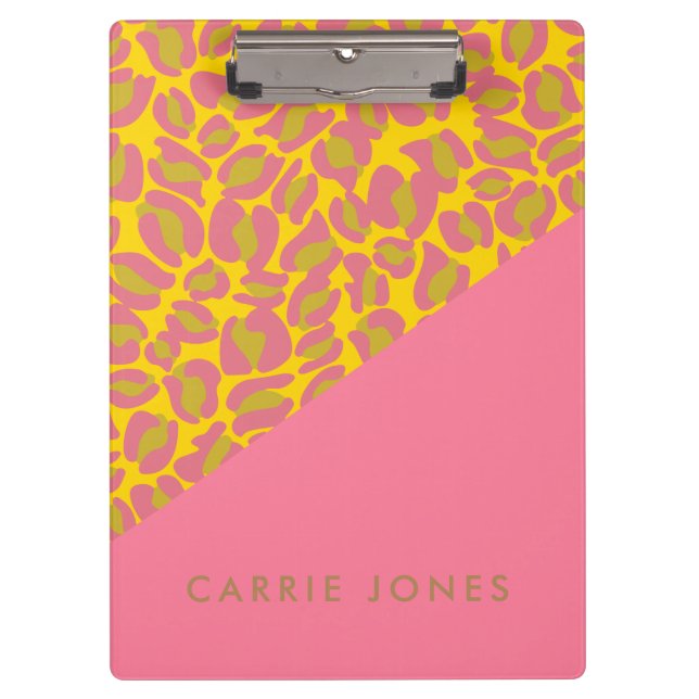 Pranchetas Leopard Imprime cor-de-rosa amarelo Dourado Elegan (Frente)