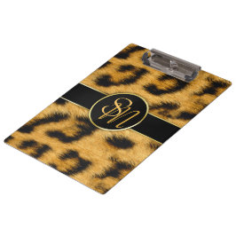 Pranchetas Leopard Print Monograma Script Elegante - Área de 