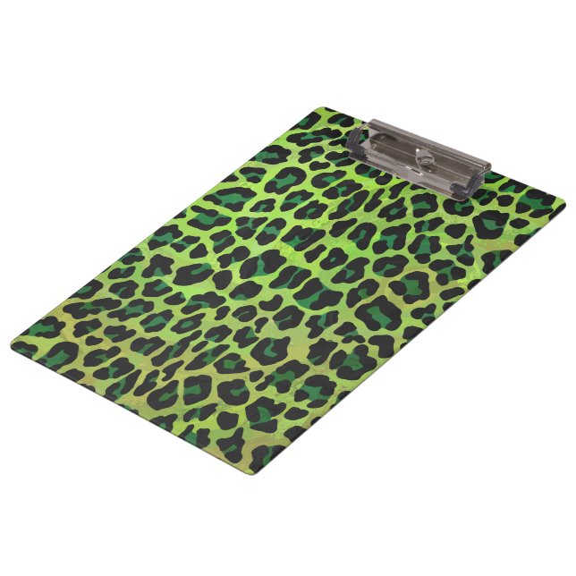 Pranchetas Leopardo Negro e Impressão Verde (Inclinado)