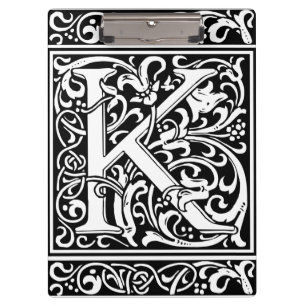 Pranchetas Letra K Monograma Medieval Art Nouveau