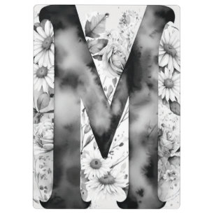 Pranchetas Letra personalizada M Floral Watercolor do Profess