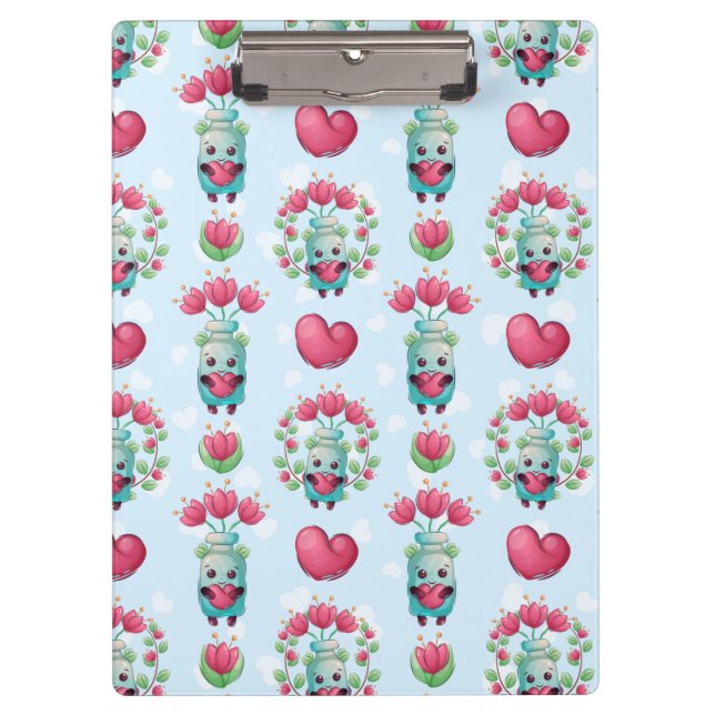 Pranchetas Linda Floral Mason Jar Hearts Pattern (Frente)