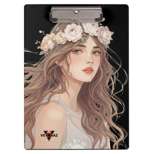 Pranchetas Linda Garota de Anime Floral – Estética Pastel Sua
