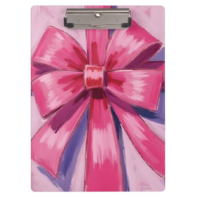 Pranchetas Lindo Laço de Fita Rosa Aquarela (Frente)