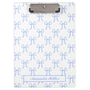 Pranchetas Lindo Monograma de Laços Azul Fofo Feminino