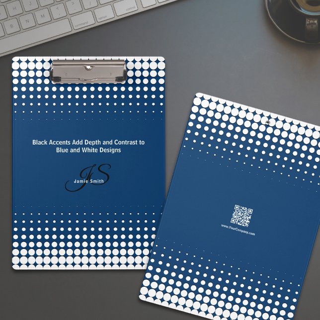 Pranchetas Linha inicial de meia tonalidade azul branco (Initial Tagline Half Tone Blue White Personal Clipboard)