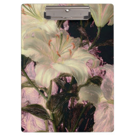 Pranchetas Lírios Brancos em Arte Floral de Fundo Escuro