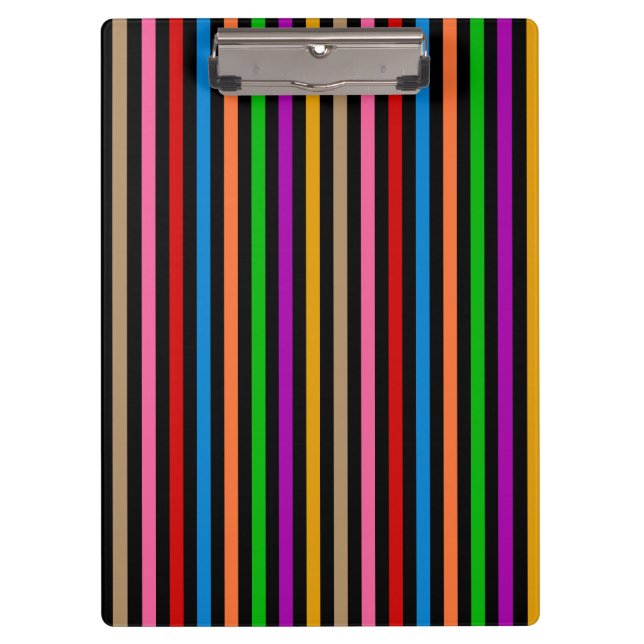 Pranchetas Listras de Arco-Íris Colorido - Preto  (Frente)