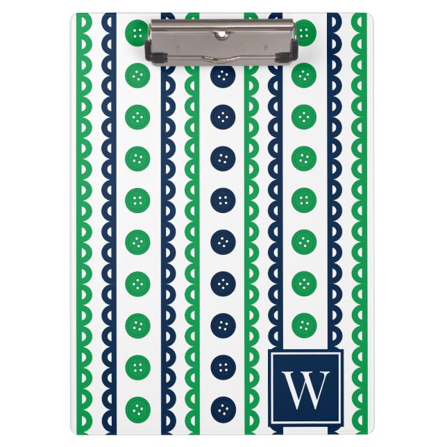 Pranchetas Listras de artesanato e costura Green & Navy Prepp (Frente)
