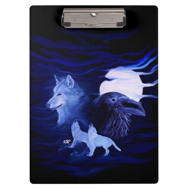 Pranchetas Lobos e Raven com lua de cheio (Frente)