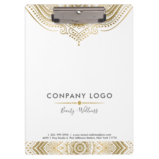 Pranchetas Local de Mandala Dourado e branco personalizado (Frente)