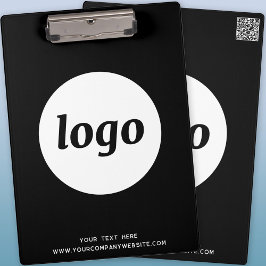 Pranchetas Logotipo com texto e código QR Black Business