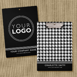 Pranchetas Logotipo da empresa Houndstooth Black White Busine
