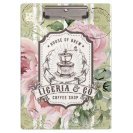 Pranchetas Logotipo de café rústico vintage moderno com flora