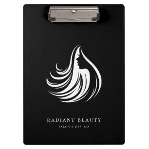 Pranchetas Logotipo de Silhueta Feminina de Cabelo Moderno Pr