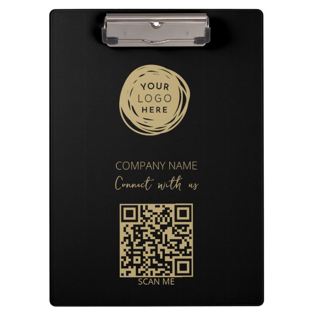 Pranchetas Logotipo Empresarial Código QR Preto Moderno (Frente)