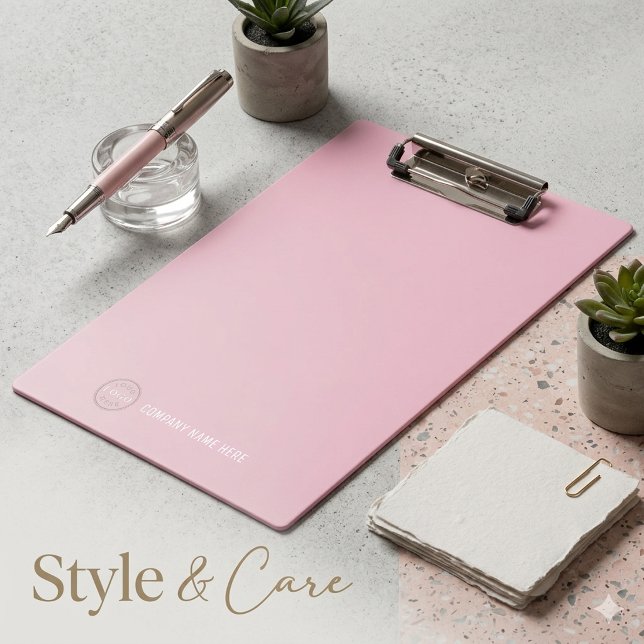 Pranchetas Logotipo Personalizado da Empresa Escritório Profi (Custom Company Logo Professional Office Light Pink Clipboard)