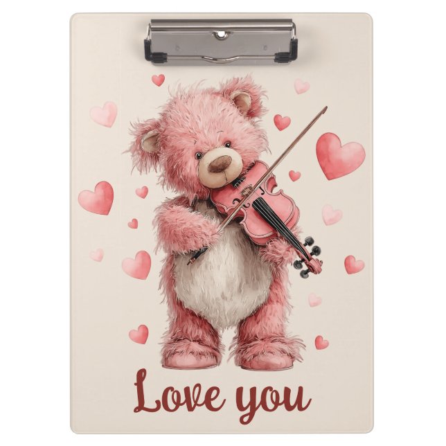 Pranchetas Love You Teddy with Violin (Frente)
