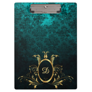 Pranchetas Luxo Damask gold Frame monograma