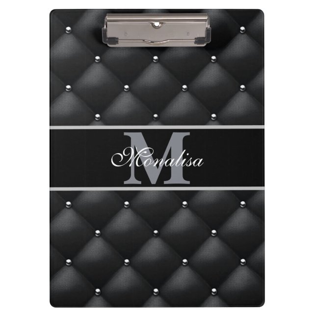 Pranchetas luxuoso design preto monogramado personalizado (Frente)