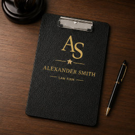 Pranchetas Luxury Black Leather Gold Monogram Business Brand