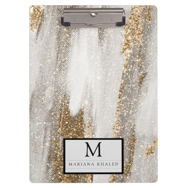 Pranchetas Luxury Marble Dourada Traça branca e cinza (Frente)