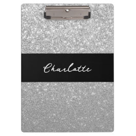 Pranchetas Luxury Sparkle Silver Glitter Name