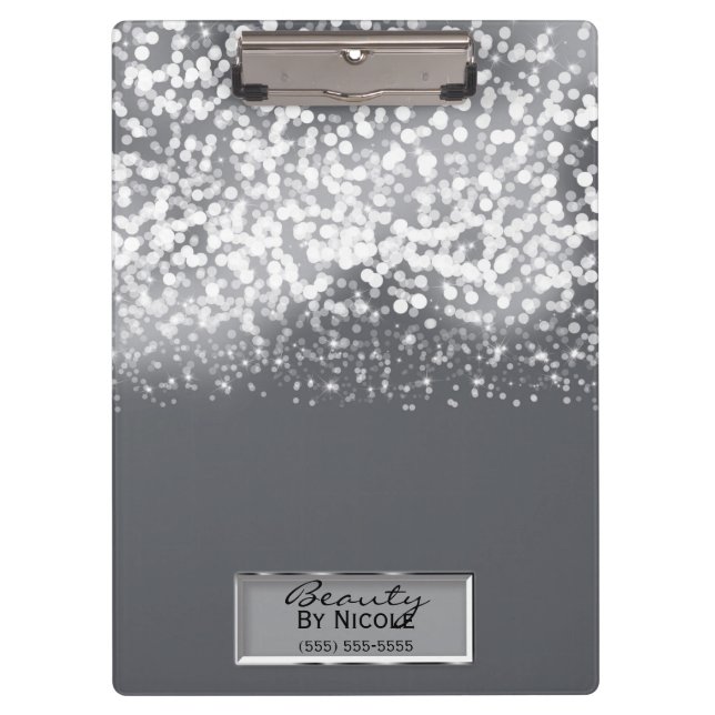 Pranchetas Luzes Prateadas Brilhantes Chic Glam Personalizado (Frente)