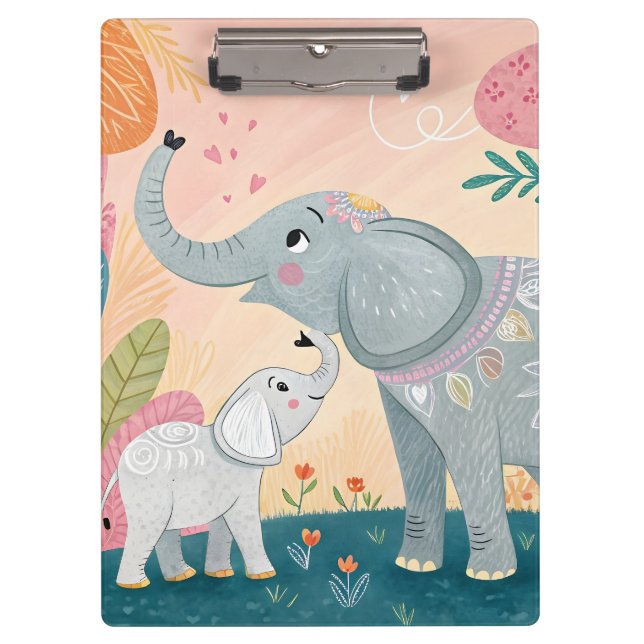 Pranchetas Mãe e Bebê Elefante (Frente)