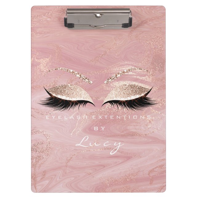 Pranchetas Makeup Artist Beauts Lashes Glitter Pink Marble (Frente)