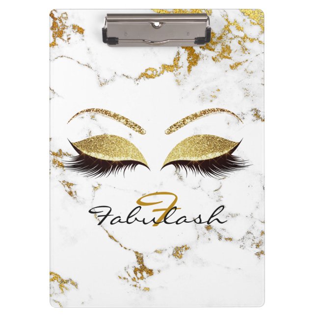 Pranchetas Makeup Beauty Studio Lashes White Marble Dourado (Frente)