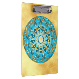 Pranchetas Mandala azul dourado em Fundo de Ouro Suave