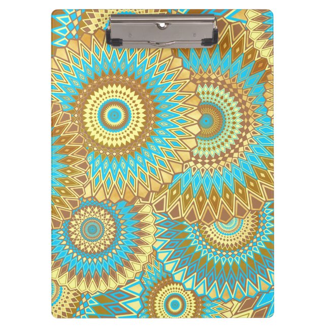 Pranchetas Mandala Azul Marrom Dourado Sobreposto (Frente)